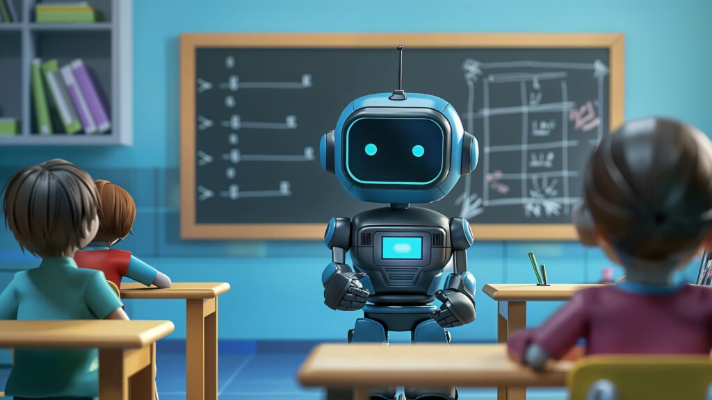 cartoon ai robot scene